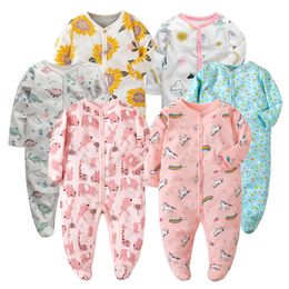 Rompers 2/3/6PCS/LOT Baby Rompers Long Sleeve 100%Cotton overalls born clothes Roupas de bebe boys girls jumpsuit clothing 230425