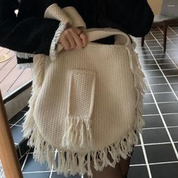 Evening Bags Casual Crochet Hobo Women Shoulder Bag Tassel Designer For 2023 Yarn Knitting Crossbody Female Purse And Handbags
