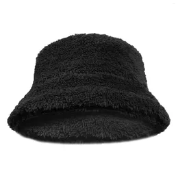Berets Clementine Hat Women H Fluffy Bucket Warm Winter Faux Cozy Wide Brim Men's Work Poker Corduroy Has