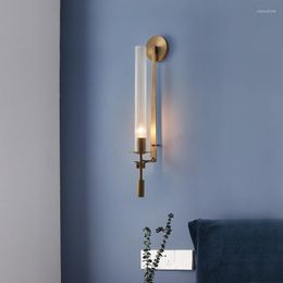 Wall Lamps Mounted Lamp Marble Frosting Antique Bathroom Lighting Wireless Korean Room Decor Wooden Pulley