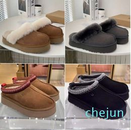 platform slippers scuffs wool shoes sheepskin fur real leather classic brand casual women outside slider fashion tide