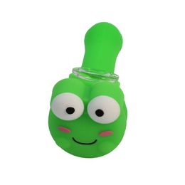 Smoking Pipes YHSWE Silicone Frog Shape Animal Hand Pipe Bubbler Smoke Tobacco with Glass Bowl Holder Portable