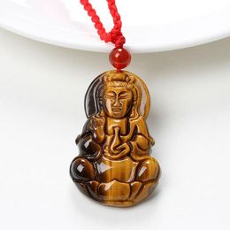 Pendant Necklaces Wholesale Natural Tiger Eye Stone Wood Alexandrite Men And Women Guanyin Fashion Jewelry DropPendant