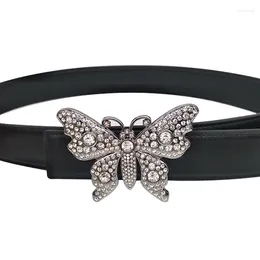 Belts 2023 Luxury DesignTrending Big Butterfly Rhinestone Buckle 3.5cm Wide Women Microfiber High Waist Cummerbunds