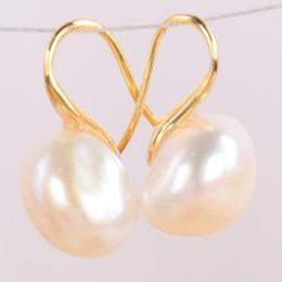 Stud 10-12mm white baroque pearl earrings 18K gold-plated hook gold chic teardrop elegant dangler natural earbob 231124