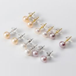 AAA Gold Filled Fresh Water Pearl Stud Earrings 925 Sterling Silver Earrings for Women Gift