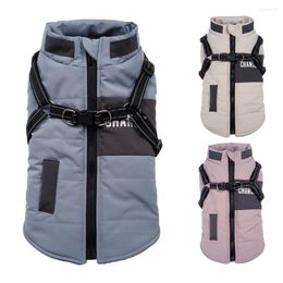 Dog Apparel Winter Coat With Harness Warm Fleece Jacket Waterproof Zipper Small Large Clothes For Outdoor Walking