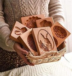 Baking Moulds Kitchen Wooden Cookie Mold Carved Gingerbread Pine Cones Rose Cutter Accessories