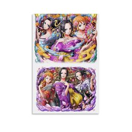 Panel Hanging Posters Vertical One- Piece Girls. 5 Wall Art Canvas Doth Posters