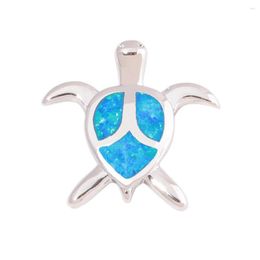 Pendant Necklaces CiNily Created Blue Fire Opal Tortoise Silver Plated Wholesalel Sell Fashion For Women Jewellery Gift 18mm OD7030