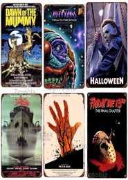 Retro Halloween Metal Painting Horror Movie Theme Shabby Iron Painting Tin Signs Wall Art Man Cave Film Theatre Club Home Decorati1477501