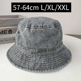 Caps s New Big Head Plus Size Bucket for Men Pure Cotton Bob Panama Fisherman Korean Man Women 59cm 60cm 62cm 63cm Sun Hat P230424