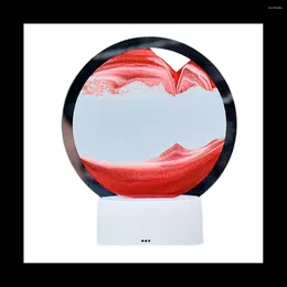 Table Lamps Natural Landscape Flowing Sand Picture Art Hourglass Transparent Glass Round Colourful Painting Red