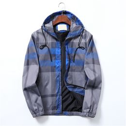 Men Casual Designer Jackets Slim Coat Winter and Fall High jacket Mens Long Sleeves Casual Plaid stripe printing Quality Coats Asian Size M-3XL