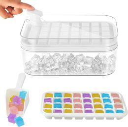 Press Type Ice Mold Box One-button Ice Cube Maker 2 In 1 Ice Tray Making Mold With Storage Box and Lid Bar Kitchen Accessories
