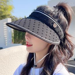 Wide Brim Hats Summer Outdoor Women Sun Hat M-Point Empty Top Cap Design Large Letter Lable Elastic Adjustment Hiking Beach