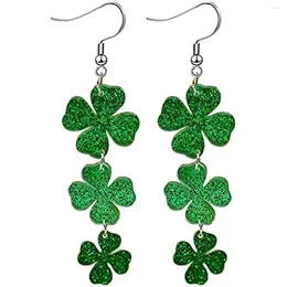 Dangle Earrings Fashion Shamrock For Women Acrylic Simple Green Clover Hook Earring Trendy Jewellery Accessories Gifts