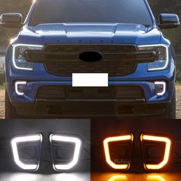 Car Accessories DRL Fog Lamp Decoration LED Daytime Running Light For Ford Everest 2022 2023 with Dynamic Turn Signal