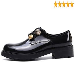 Dress Shoes Black British Formal Designer Mens Round Toe Lace Up Genuine Leather Derby Shoe Male Business Leisure Cowhide