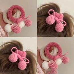 Hair Accessories 1PCS Cute Princess Lamb Feather Cherry Ball Girls Kids Elastic Bands Children Ties Baby Headwear