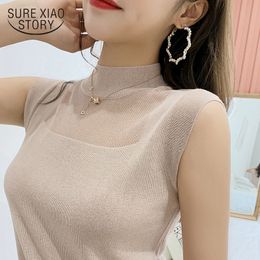 Women's Tanks Camis Top White and Black Sexy Street Style Tank Knitted Solid Silk Clothing 230425