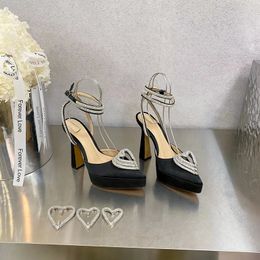 Fashionable and Sexy Women's Sandals Wedding Shoes Party Love Button Water Diamond High Heel Waterproof Platform 10 Colour Original Packaging