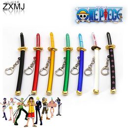 Cartoon Figures ZXMJ Anime One Piece Keychain Ninja Keyring Katana Key Chains Anime Peripheral Metal Key Accessories New Popular Bag Pendants T230425