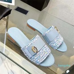 Designer Sandals Womens Slides style leather quilted Fashion Platform Diamond buckle Casual Shoes Summer Beach Slipper 35-42