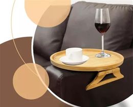 Plates Wooden Sofa Tray Arm Clip Folding Couch Table Space-Saving Recliner Armrest Organizer For Coffee