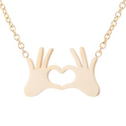 Chains Hand Gestures Heart Necklace Stainless Steel Jewellery Lovers And Never Fade For Mom Pack Of Necklaces Women