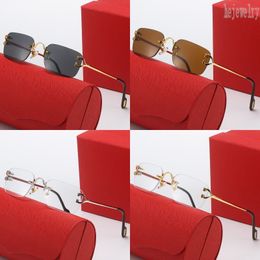 Vintage eyeglasses rimless luxury mens designer sunglasses frameless small size rectangle gafas de sol luxury gift for lovers fashion sunglasses casual PJ039 B23