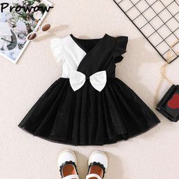 Girl Dresses Prowow 0-3Y Baby Girls Dress Black White Patchwork Bowknot For Party Princess Mesh Toddler Clothing