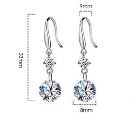 luxury clear zircon dangle earrings women girls sweet fashion S925 sterling silver bling diamond elegant chandelier earings ear rings earring jewelry