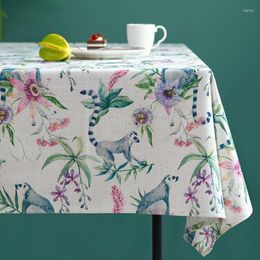 Table Cloth European Style Plant Printing Tablecloth Waterproof Cotton Linen Cover For Dining Home Decor Mantel Mesa Nappe