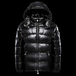 Men's Down Parkas Men's Down Jacket White Duck Hood Warm Glossy Jacket Men Shiny Black Red Padded Fluffy Down Coat Man Winter Puffer Jacket Women J231125