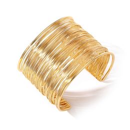 Creative Gold Colour Metal Wire Bracelet for Women Men Open Mouthed Intersecting Intertwined Bangle Fashion Jewellery Gifts