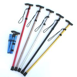 Trekking Poles Walking sticks Aluminum Alloy Climbing Cane Foursection Telescopic Folding and Hiking Elderly 230425