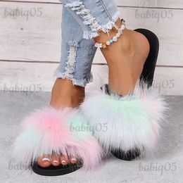 Slippers Winter Fluffy Slippers Women 2023 New House Home Fur Slippers For Women Flat Cozy Fuzzy Indoor Shoes Korean Slides Size 36-43 T231125