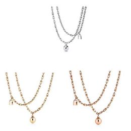 Designer Brand Tiffays 925 Silver Double Layer Horseshoe Chain Ball Lock Sweater Star Same Style Necklace Small and Luxury