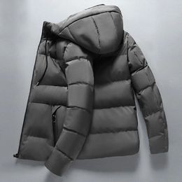Men's Down Parkas Fashion Winter Warm Hooded Parka Coats Long Sleeve Zip Up Pocket Coat Casual Men Thick Jackets Outwear 231124