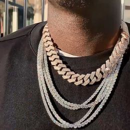 10mm White 18k Gold Plated Silver Vvs Moissanite Diamond Necklace Bracelet Jewelry Hip Hop Miami Iced Out Cuban Link Chain