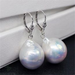 Stud 13-14MM white baroque pearl earrings Mesmerising natural gorgeous REAL DIY AAA creamy 231124