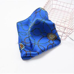 Scarves Silk Scarf 70cm Fashion Line Chain Patchwork Print Women Shawl Geometric Casual Squares Head Bag Decorative Wraps Ties