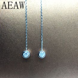 Stud Drop Earring 4mm 7cm long chain in s925 Sterling Silver plated white color for Women 230425