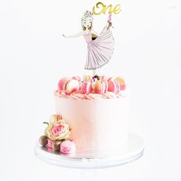 Festive Supplies Ins Dancing Girl Birthday Cake Topper Children's Acrylic Happy Cupcake For Boys Girls Party Flag Decoration