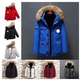 Jaquetas de inverno à prova de vento quente com capuz bordado jaqueta com capuz casal moletom hip hop trench coat parkas canadenses M-3XL9 cores