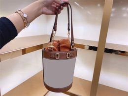 Luxury designer Shoulder Bags Women Fashion Handbags Plain Patchwork Genuine Leather Microfiber String Barrel-shaped Interior Compartment