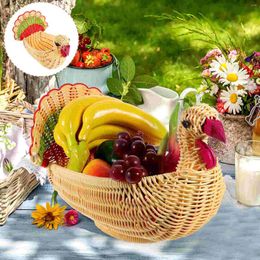 Dinnerware Sets Weave Fruit Basket Bread Container Wicker Baskets Pp Holder For Kitchen Countertop