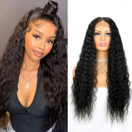 Curly Synthetic For Black Women Lace Long Loose Wave Heat Resistant Fibre Natural Looking Cosplay Party Daily Use