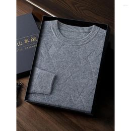 Men's Sweaters Autumn And Winter Thickened Sweater Round Neck Pure Cashmere Matting Woven Business Casual Men Sweate